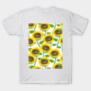 Sunflowers watercolor pattern T-Shirt